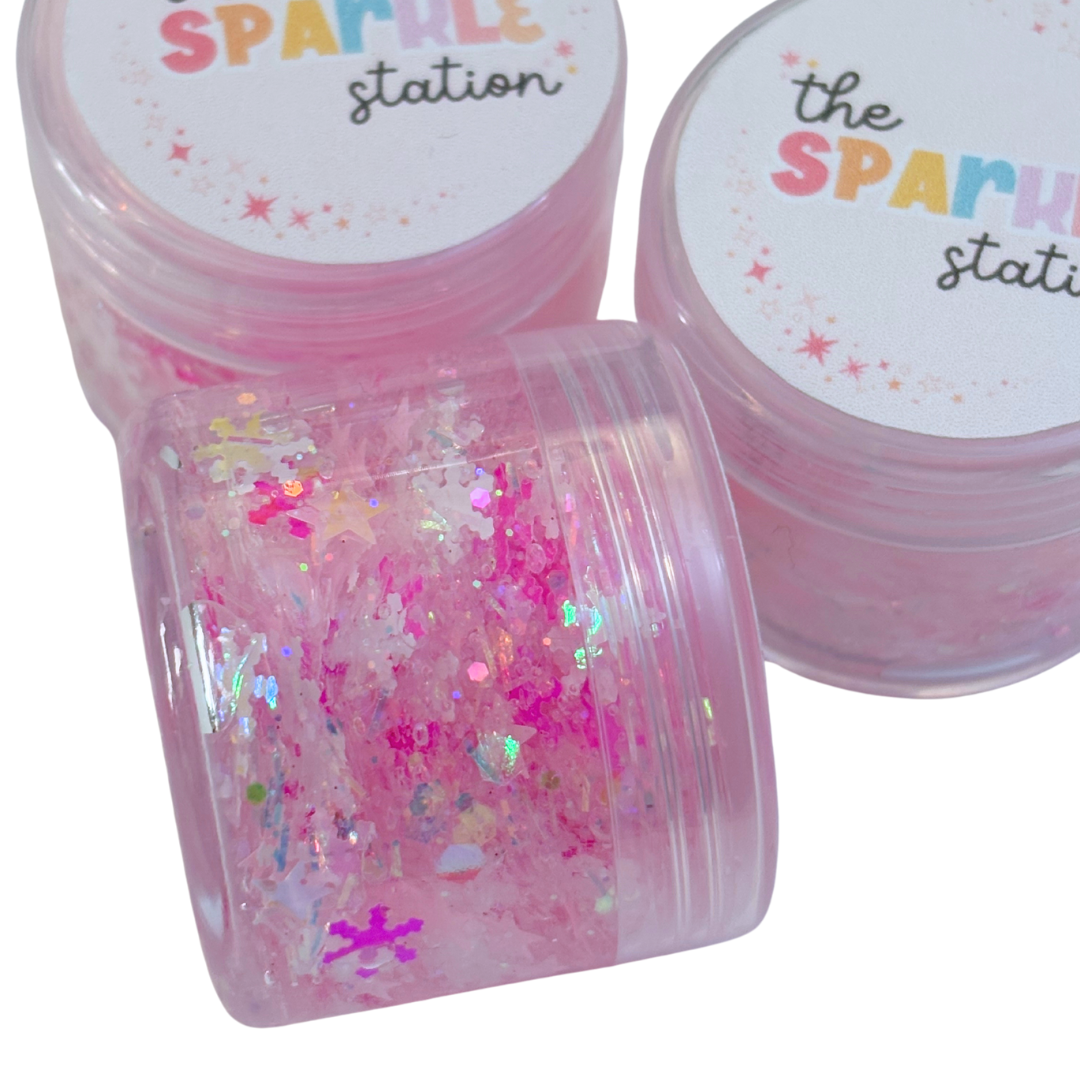 Pink Christmas Snowflakes - Glitter Hair Gel