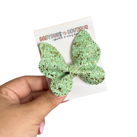 Green & Gold Glitter Butterfly Clip