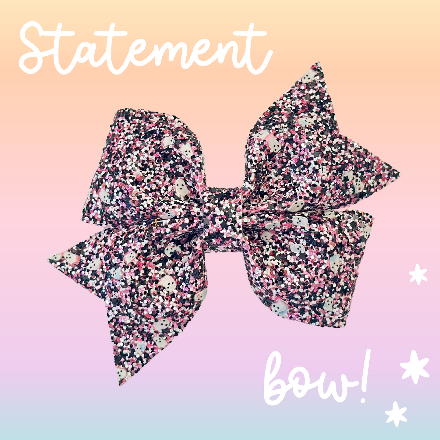 Pink Ghost Glitter 5" Bow