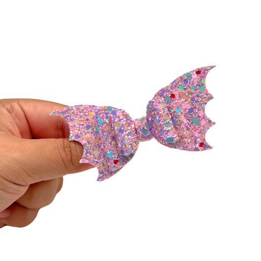 Pink Halloween Glitz Bat Bow