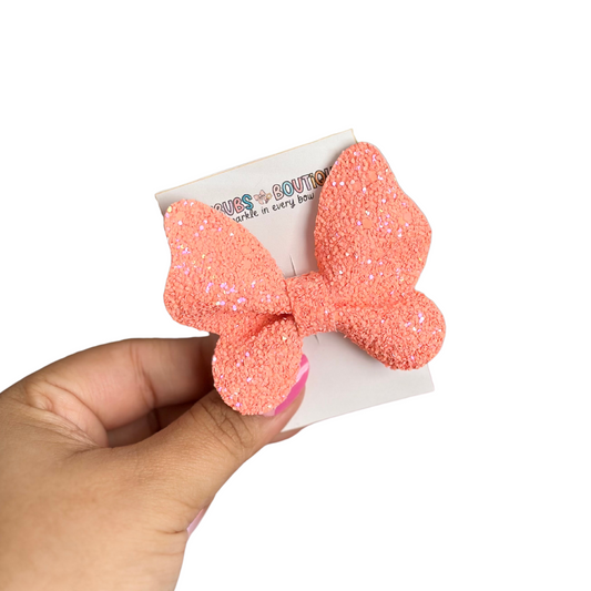 Neon Orange Glitter Butterfly Clip